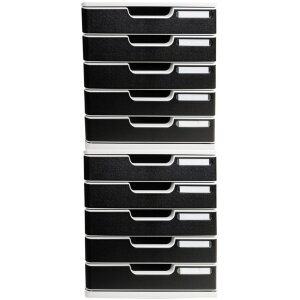 Exacompta Modulo A4 Ladenbox mit 5 Laden lichtgrau/schwarz 35x28,8x32cm