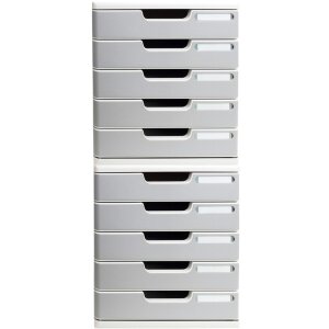 Exacompta Modulo A4 Ladenbox mit 5 Laden lichtgrau/steingrau 35x28,8x32cm