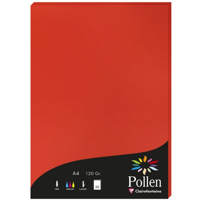 Clairefontaine Pollen Papier 120g 50 Blatt koralrot DIN A4
