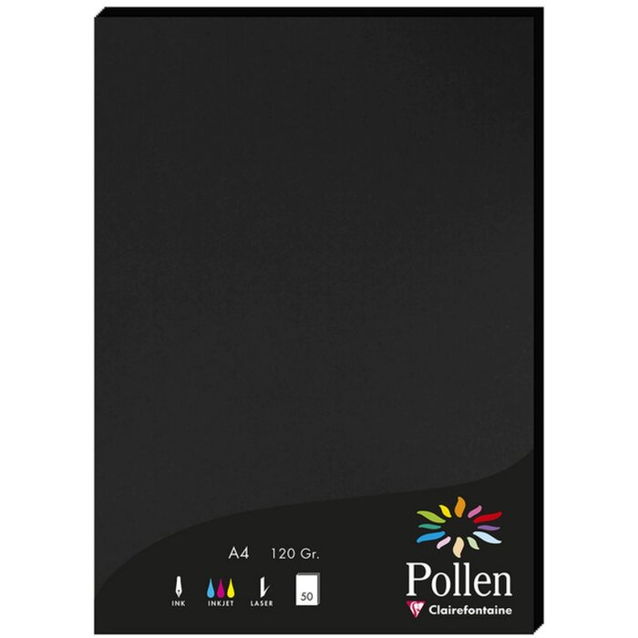 Clairefontaine Pollen Papier DIN A4 120g 50 Blatt Schwarz