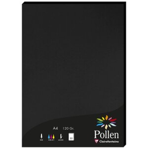 Clairefontaine Pollen Papier DIN A4 120g 50 Blatt Schwarz