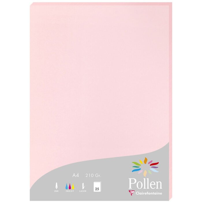 Clairefontaine 24281C Pollen Papier A4 210g Pastellrosa 25 Blatt