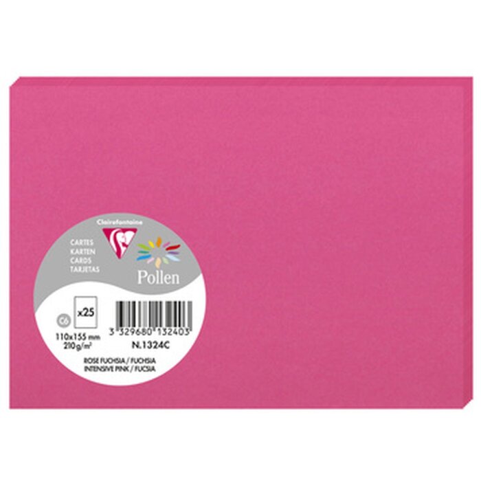 Clairefontaine Karte C6 Pollen 210g fuchsia, 25 Blatt, Format 110x155mm