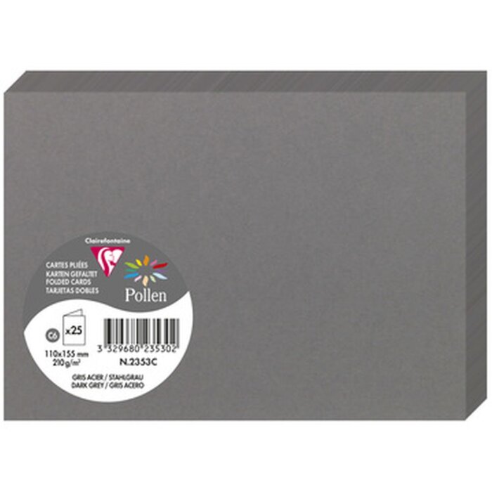Clairefontaine Karte C6 Doppel 210g Dunkelgrau 25 Stück