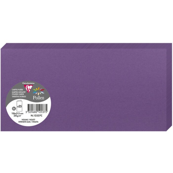 Clairefontaine Doppelkarten Pollen DL 106x213mm 210g Lila Pack 25