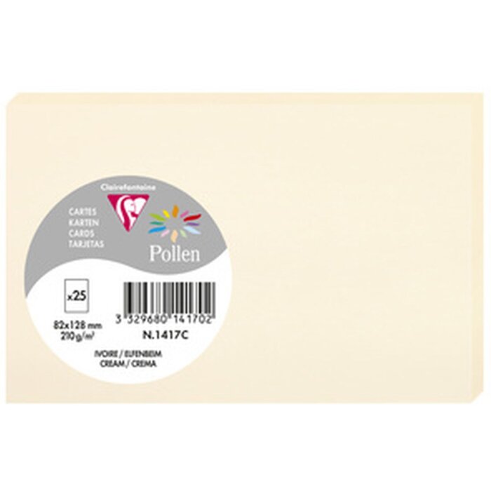 Clairefontaine Karte Pollen 82x128 mm elfenbein Pack 25