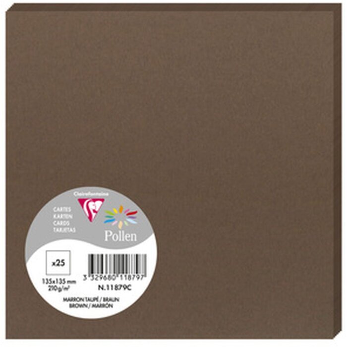 Clairefontaine Pollen Karten Pack 25 Stück 135x135 mm braun