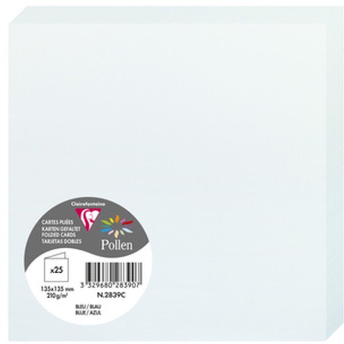Clairefontaine Doppelkarte Pollen 135x135mm blau 25 Stück
