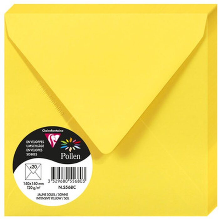 Clairefontaine Umschlag Pollen sonnengelb 20 Stück 140x140 mm 120g