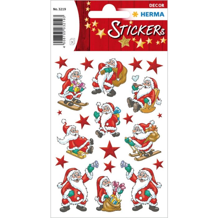 HERMA Weihnachtsmann-Sticker Decor Nr 3219 3 Bögen 9x16 cm