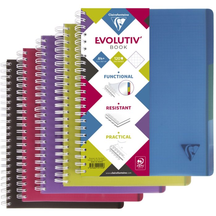 Clairefontaine Evolutiv Book A4+ kariert 120 Blatt Doppelspirale