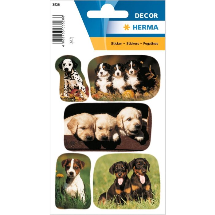 HERMA Sticker bezaubernde Hundewelpen verschiedene Rassen 3 Blatt 9x16 cm
