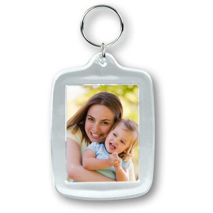 ZEP rechteckiger Acryl Schlüsselanhänger 3,5x4,5 cm für Passbilder
