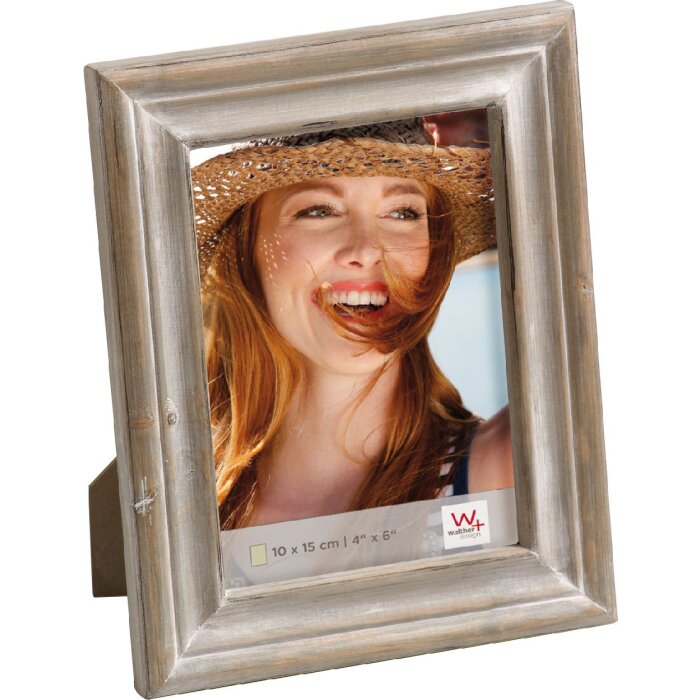 Walther Fotorahmen Dijon 10x15 cm Braun Holzrahmen mit Aufsteller