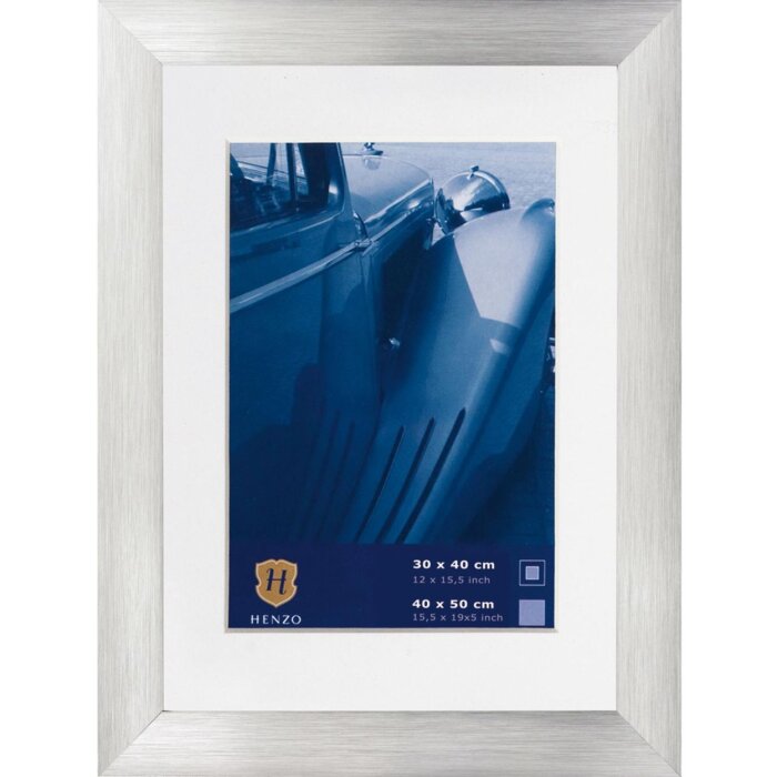 Алюминиевая фоторамка 40x50 с паспарту серебро Люцерна