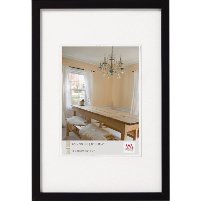 Walther Holzrahmen Peppers 40x50 cm schwarz Blockprofil Klarglas MDF-Rückwand