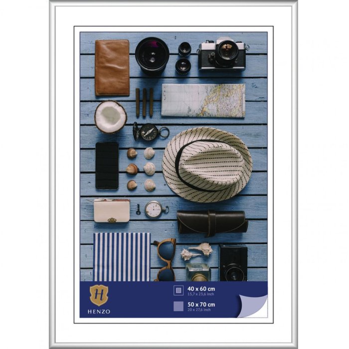 Henzo Kunststoffrahmen Napoli 50x70 cm silber Klarglas Hoch- Querformat