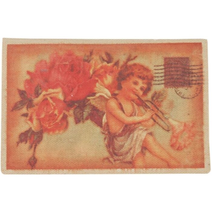 Clayre & Eef Karte Engel mit Rosenstrauß 17,5x12,5 cm farblich variabel