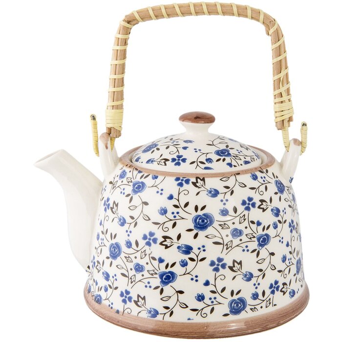 Заварочный чайник Ø 14x14 см керамические цветы сине-зеленый