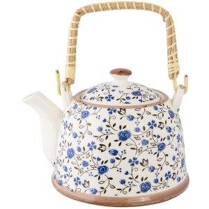 Заварочный чайник Ø 14x14 см керамические цветы сине-зеленый