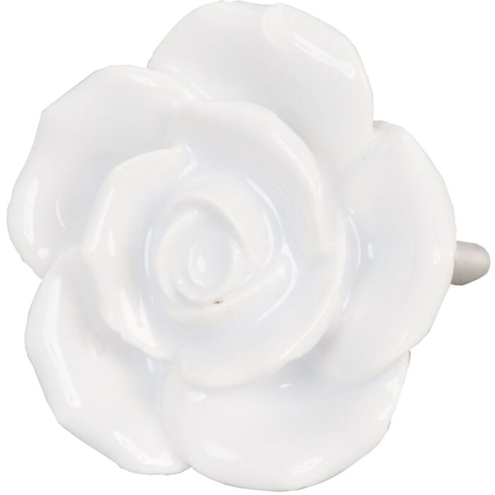 Clayre & Eef 61876 Дверная ручка Ø 4,5 см Белая керамика