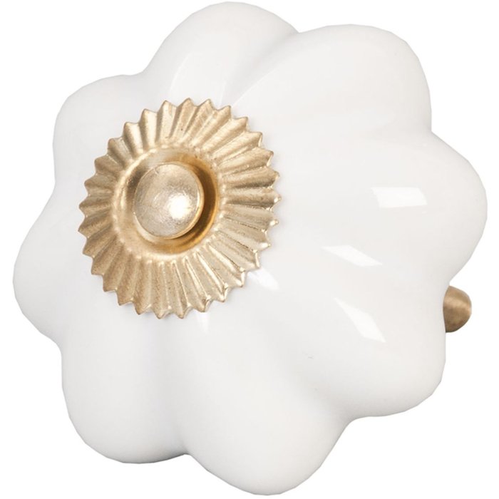 Мебельная ручка Ø 5 см белая рифленая