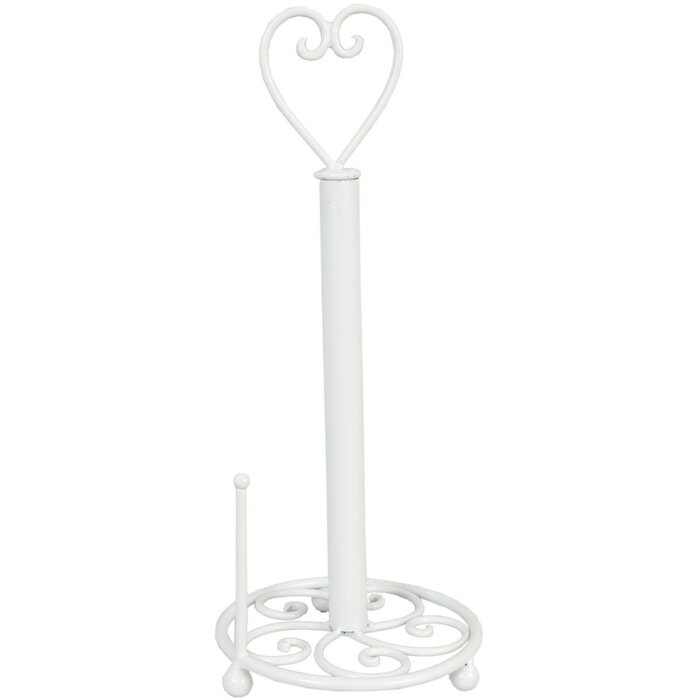 Держатель для кухонных рулонов Clayre & Eef с деталью в виде сердца Ø 18x39 см белый