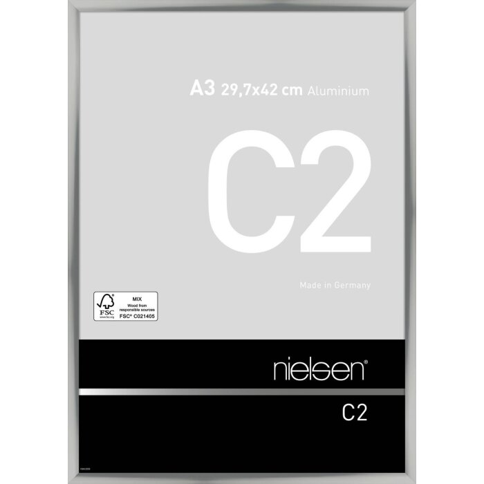 Nielsen C2 Aluminium Frame 29.7x42cm Silver A3 Certificate Made in Germany