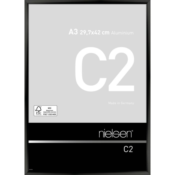 Алюминиевая рамка Nielsen C2 анодированная черная глянцевая 29,7x42 см Рамка для сертификата DIN A3
