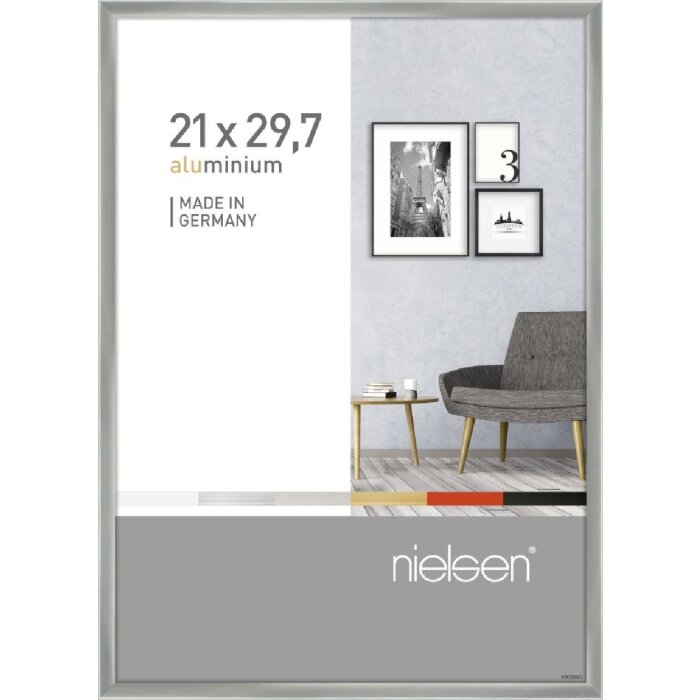 Пиксельная алюминиевая рамка 21x29,7 см серебристая глянцевая