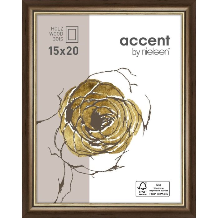 Деревянная рамка Ascot 13x18 см темно-коричнево-золотистая