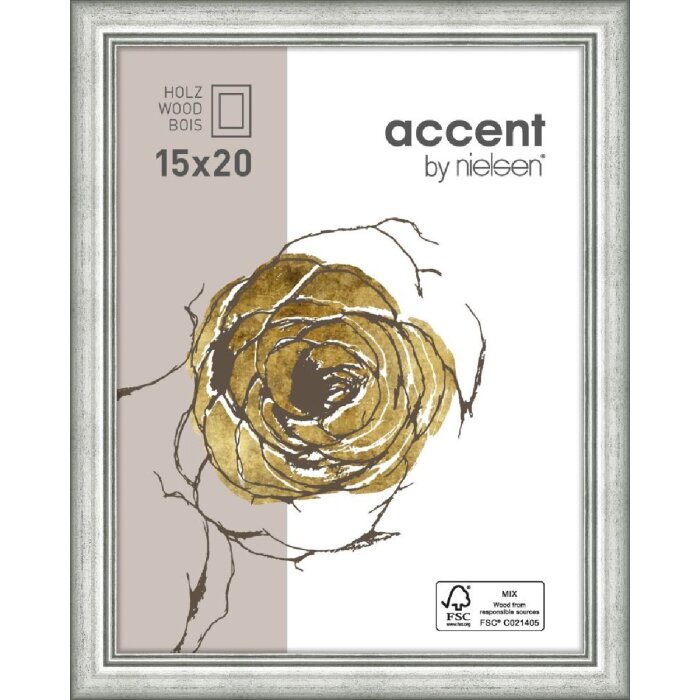 Деревянная рамка Ascot 13x18 см серебристая