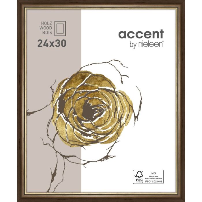 Деревянная рамка Ascot 18x24 см темно-коричнево-золотая