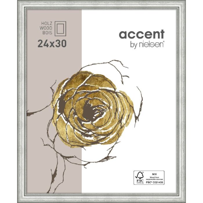 Деревянная рамка Ascot 18x24 см серебристая