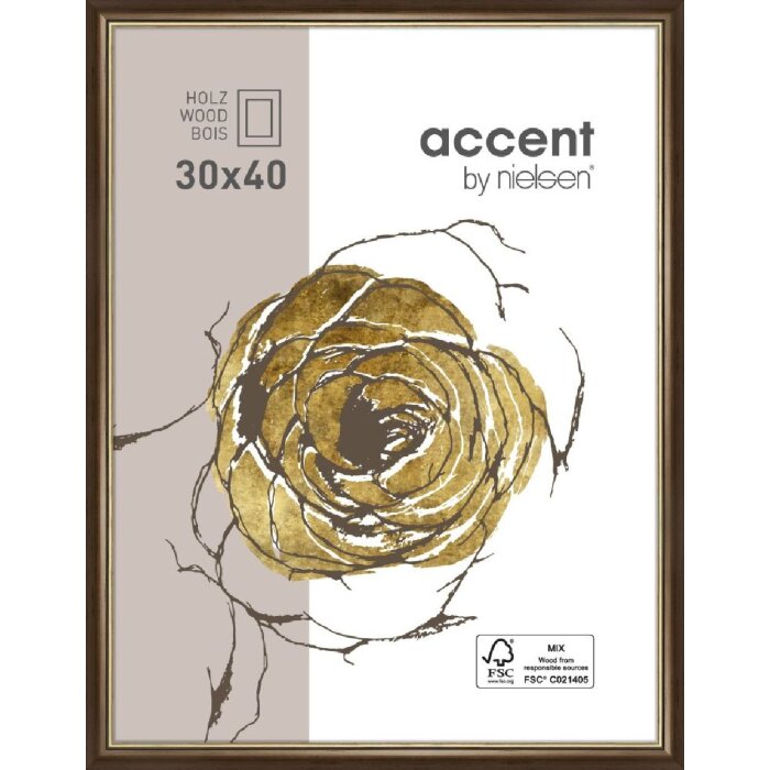 Деревянная рамка Ascot 21x29,7 см темно-коричнево-золотая