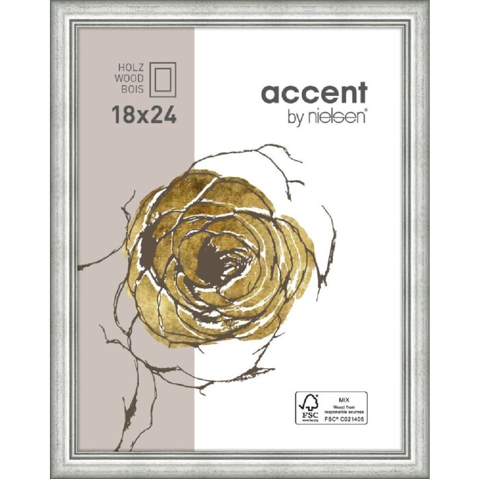 Деревянная рамка Ascot 30x40 см серебристая