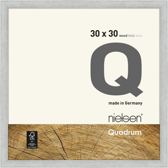 Деревянная съемная рамка Quadrum 30x30 см серебристая