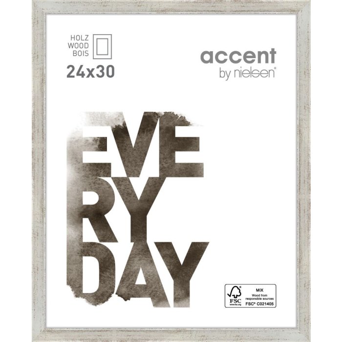 Nielsen Zoom Holzrahmen 24x30 cm silber zeitloses Profil Leistenbreite 1,3 cm