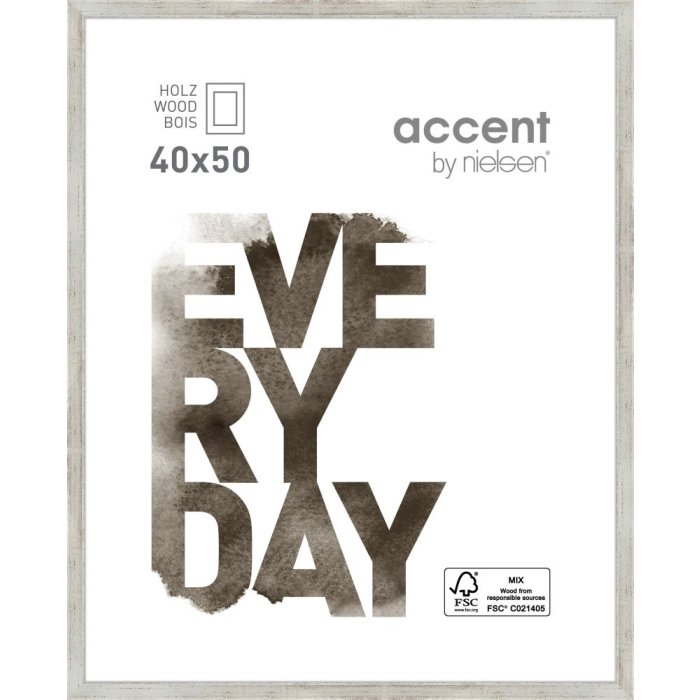 Nielsen Holzrahmen Zoom 40x50 cm silber Leistenbreite 1 3 cm Normalglas