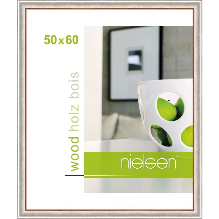 Деревянная рамка Дерби 50x60 см серебристая