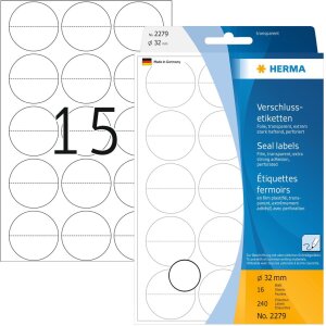 HERMA Verschlussetiketten perforiert Ø 32 mm rund...
