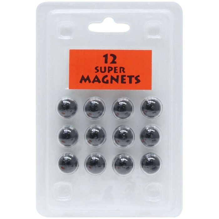 Blisterpackung 12 Magnete schwarz