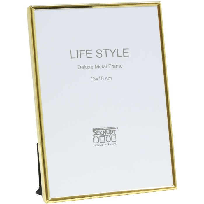 Deknudt S58MS Bilderrahmen Gold 13x18 cm Massivmessing Glas Rückwand Aufsteller