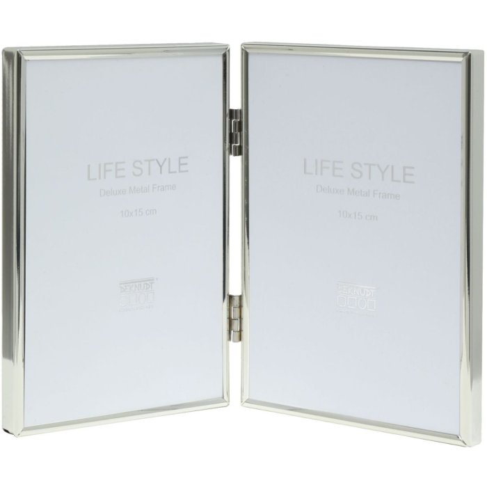 Deknudt Doppelrahmen Lilie Silber 13x18 cm für 2 Fotos Hoch- oder Aufstellung