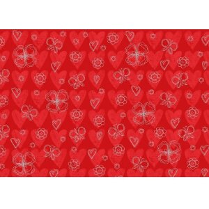 Artebene Papierbogen 50x70 cm Herzen rot silber