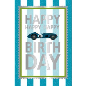 Artebene Karte Birthday Rennwagen, geprägt